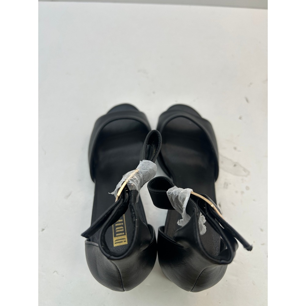 IDIFU Block Heel Ankle Strap Sandals Womens 7 Black